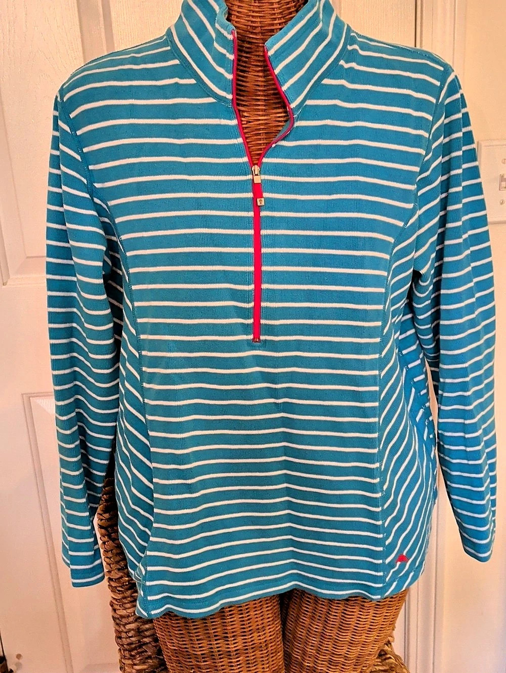Renee Baltimore striped quarter-zip tunic in Blue &